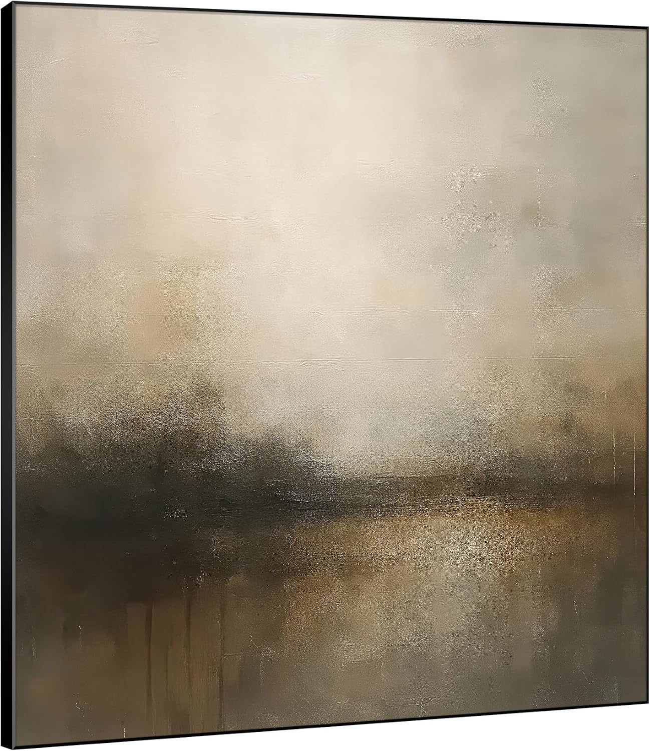 SIGNWIN 72"x72" Extra Large Framed Wall Art Abstract Neutral Landscape in Beige and Brown Tones Illustration for Home Living Room Bedroom Decor (Frame Assembly Required) | Amazon (US)