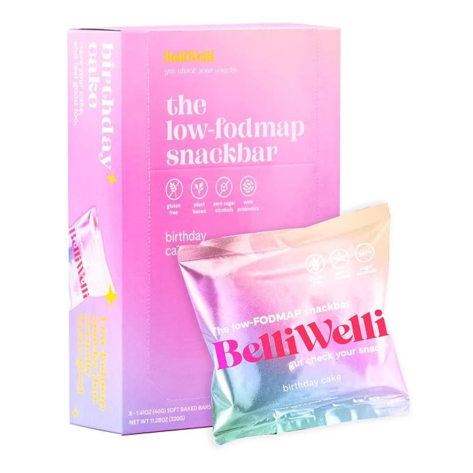 BelliWelli Plant-Based Birthday Cake Snack Bars (8-Pack) - Low FODMAP Certified, Gluten Free, Dai... | Amazon (US)