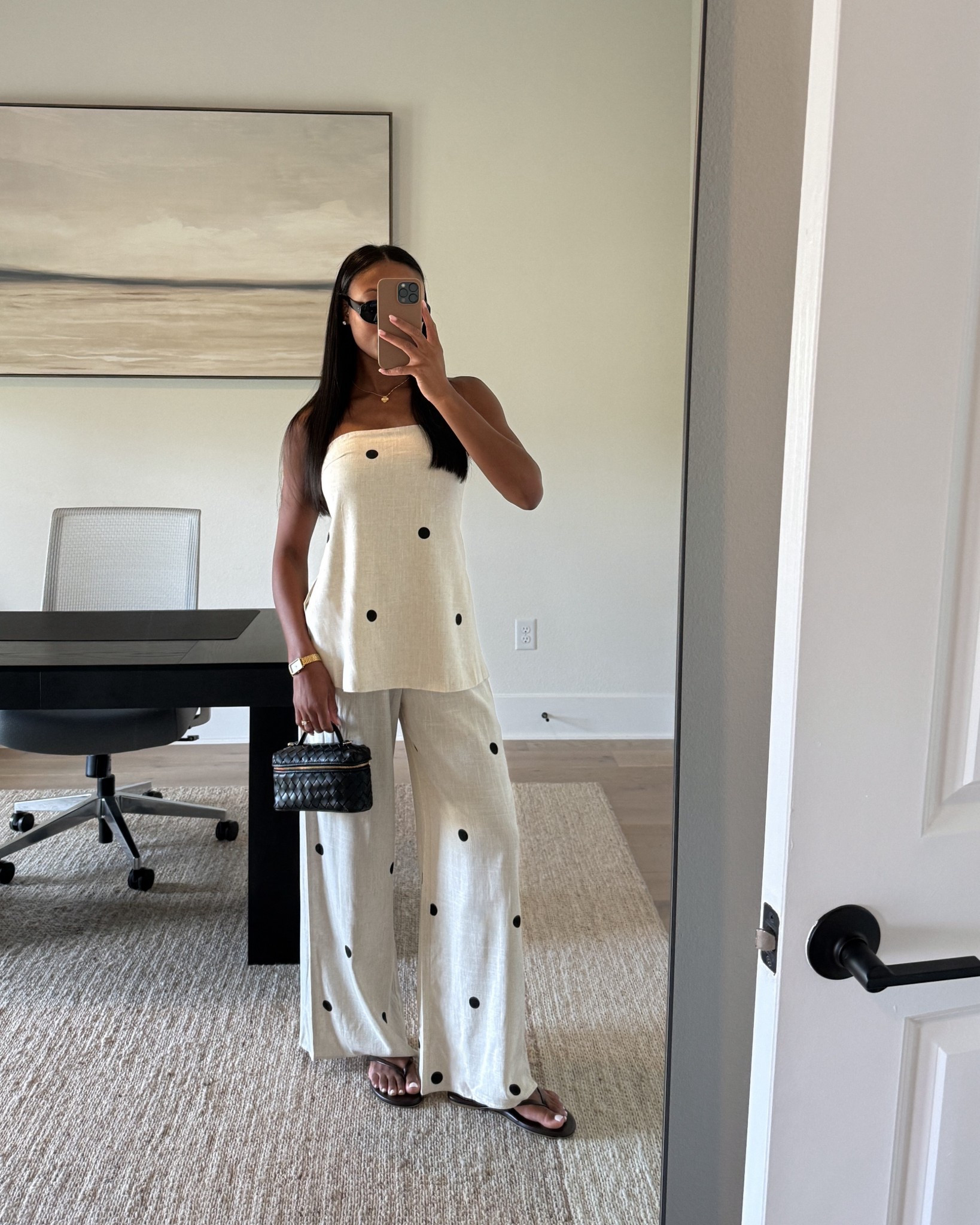 Obsessed with this polka dot set! Wearing a size small | two-piece set, matching set, spring outfits, brown sandals outfit, black top handle bag, vanity bag, spring outfits, summer fashion, euro summer, black oval sunglassess

#LTKootd #LTKgrwm