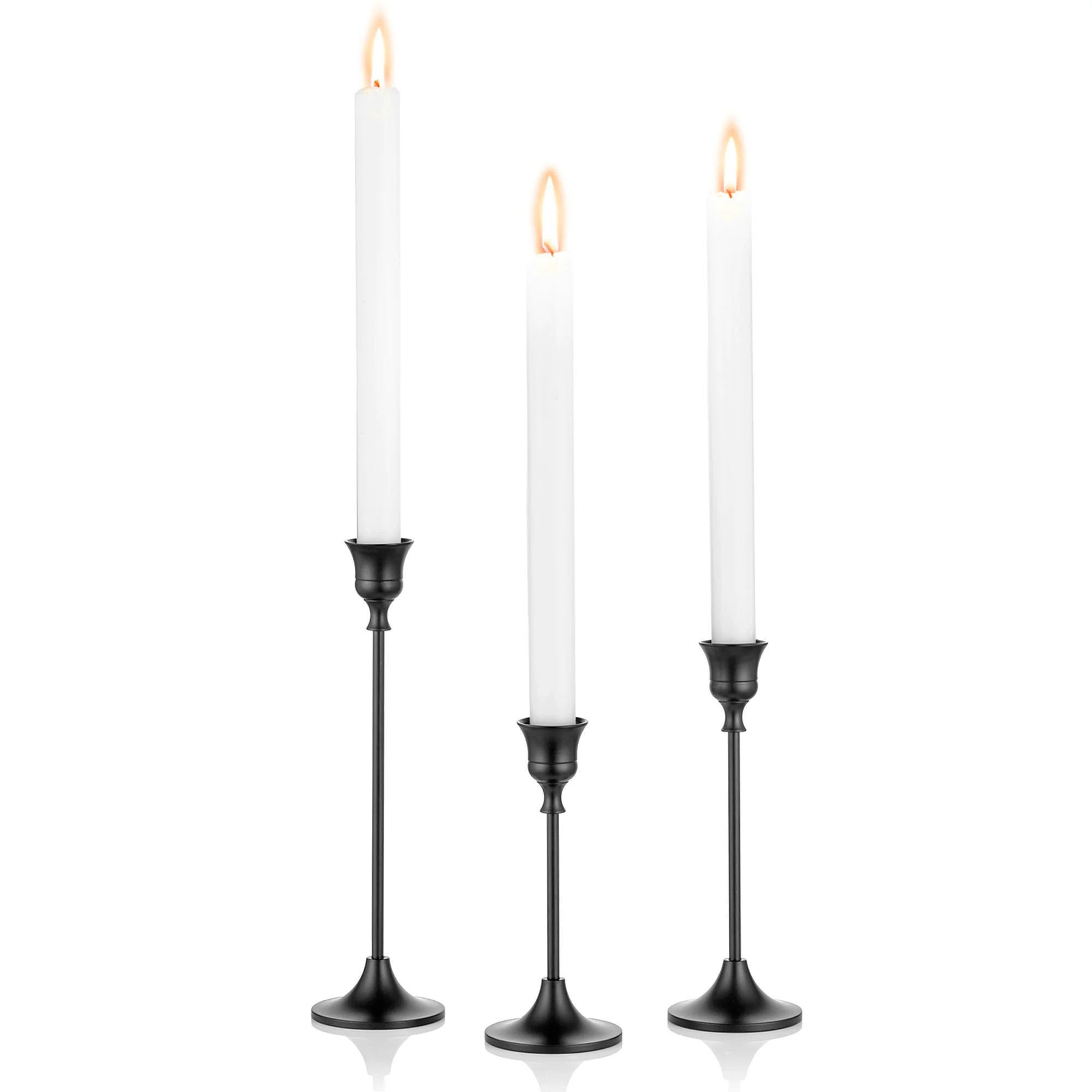 Nuptio Taper Candle Holders, Matte Black Candlestick Holders Set of 3, Decorative Metal Candle St... | Walmart (US)