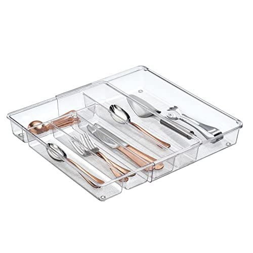 Amazon.com: mDesign Adjustable, Expandable Plastic Kitchen Cabinet Drawer Storage Organizer Tray - f | Amazon (US)