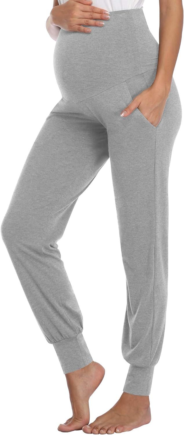 AMPOSH Women's Maternity Pants Stretchy Lounge Workout Pants Casual Loose Comfy Pregnancy Joggers... | Amazon (US)