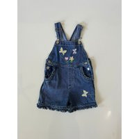 Vintage Denim Shortalls With Butterfly Embroidery Ruffle Pockets & Hem By Young Hearts Soft Butterflies Toddler Girl | Etsy (US)