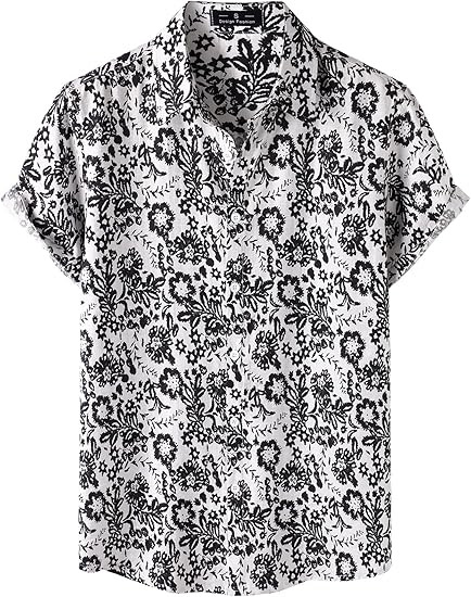 JEMITOP Men's Stylish Casual Printed Short Sleeve Button Down Shirts Summer Vacation Beach Tropic... | Amazon (US)