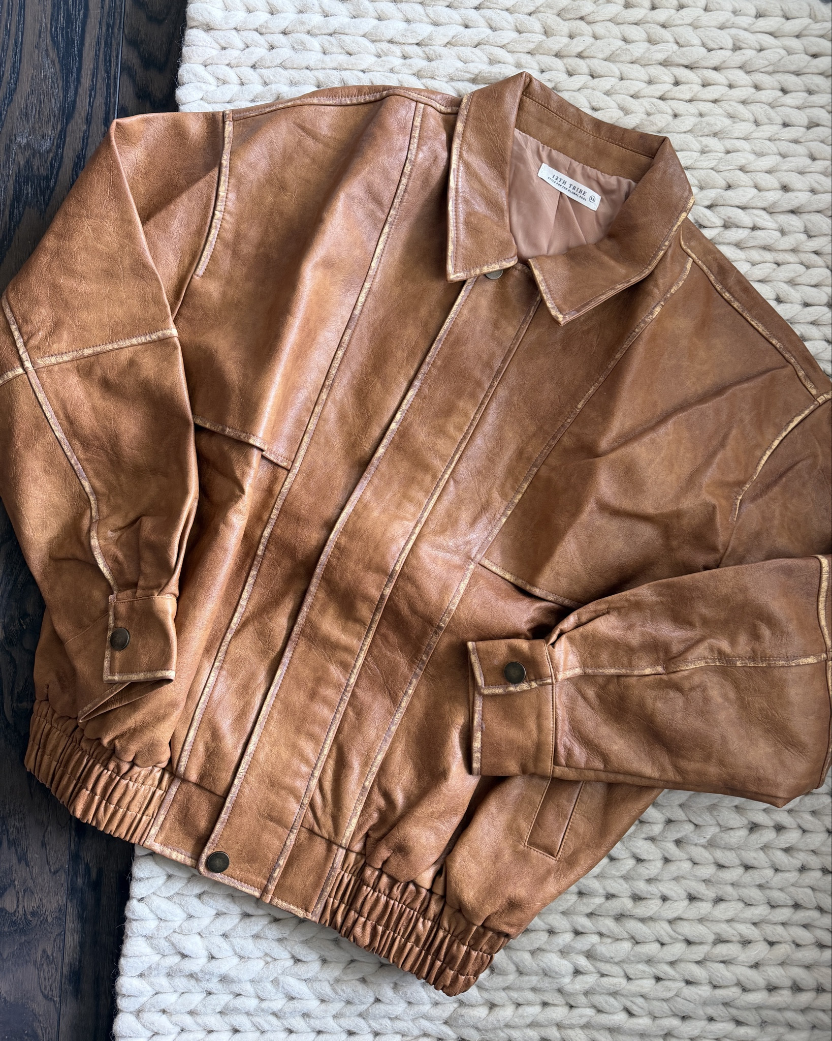 The London Calling Cognac Oversized Faux Leather Jacket from 12th Tribe is giving everything. That cognac color, the distressed edges, the elastic hem detail. It looks so much more expensive than it is. I am so in love with this one. Runs oversized so I went with XS. Linked in my LTK! @12th Tribe 


faux leather jacket - cognac jacket - leather bomber - oversized jacket - 12th tribe - 12th tribe jacket - fall jacket - winter jacket - leather jacket outfit - cognac leather - bomber jacket - vintage inspired jacket - distressed leather - faux leather - affordable leather jacket - street style jacket - casual chic - effortless style - fall fashion - transitional jacket - layering piece - outfit of the day - fall outfit - everyday style - womens jacket - closet staples - elevated basics - casual outfit - fashion finds & style inspo​​​​​​​​​​​​​​​​

#LTKootd #LTKvlog #LTKU
