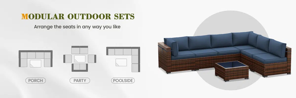 Keyala 7 Piece Rattan Sectional Seating Group with Cushions | Wayfair North America