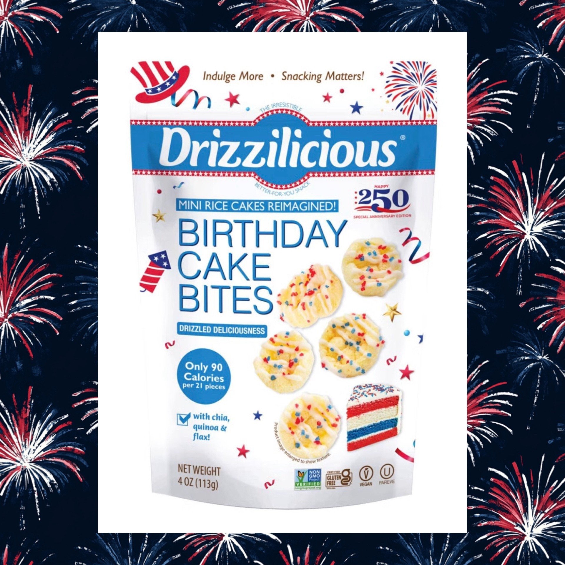 I’ve shared before how much I love Americana style, and that extends to fun food! Target JUST rolled out Drizzilicious America’s 250 Anniversary Edition Birthday Cake Drizzled Mini Rice Cakes! 🇺🇸 This is the top selling flavor of this absolutely delicious, healthy snack, and I’m so excited that they have a themed version 🎇 Only available at 🎯 and this is absolutely an item that will be a quick sell out! 

#LTKSeasonal #LTKHome #LTKfoodie