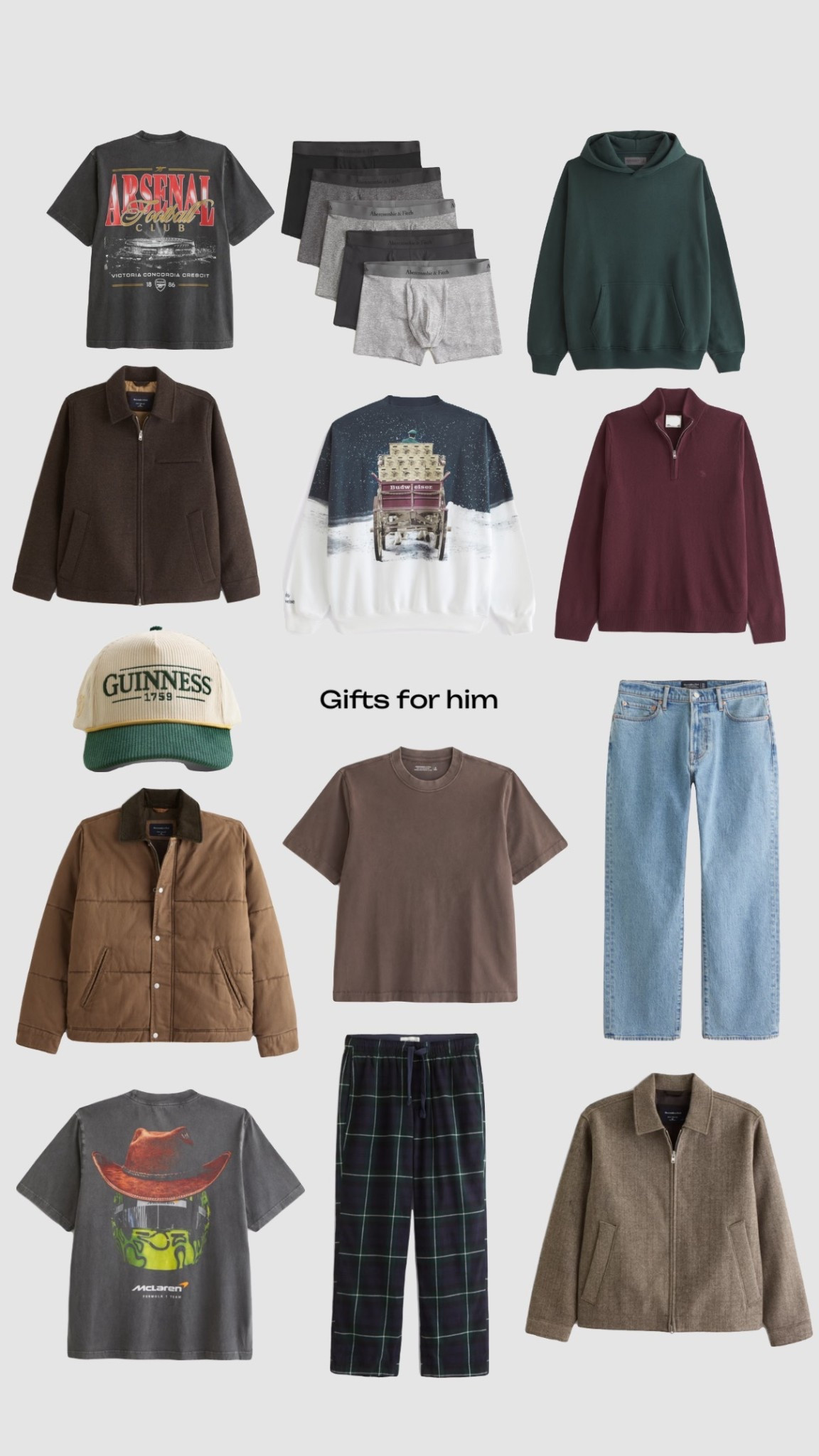 Get 30% off Abercrombie & an extra 15% with code AFXLTK when you shop through LTK 🙌🏻

Christmas Gifts For Him 

• jumper sweatshirt vintage football t-shirt blue jeans heavyweight brown top Guinness cap barn jacket black car t-shirt boxers quarter zip burgundy jumper Christmas jumper day green hoodie pyjama bottoms gift guide gifts for boyfriend fits for husband •

#LTKfestive #LTKgiftguide #LTKCyberWeek