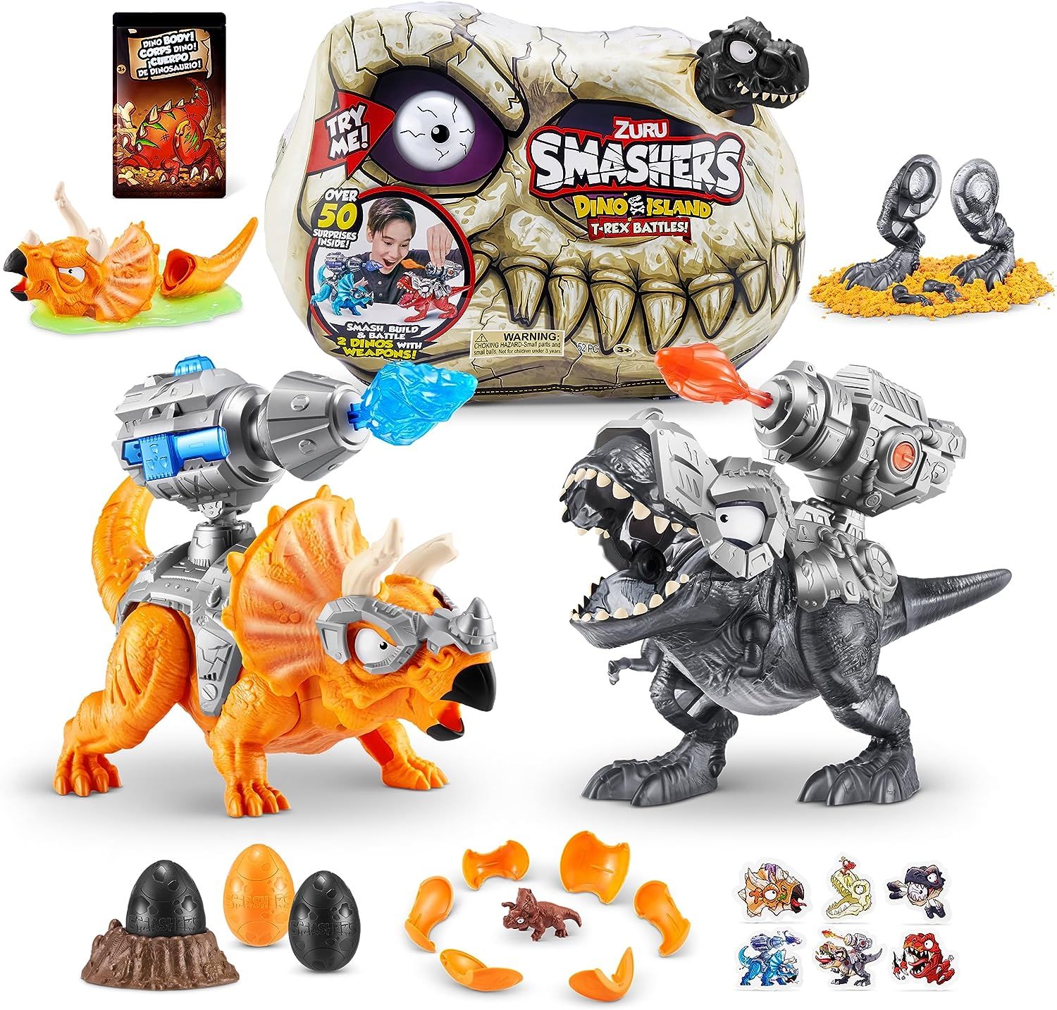 Smashers Dino Island T-Rex Battles (Black Version) by ZURU 50+ Surprises Boys Collectible Dinosau... | Amazon (US)