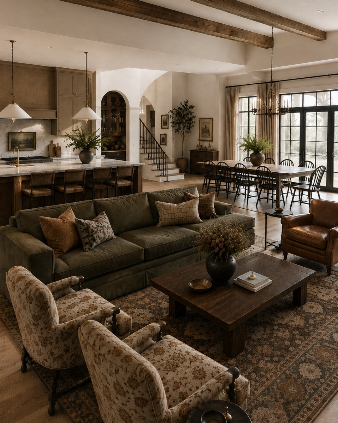 Your home doesn’t need to fit neatly into one design style to feel pulled together.

Actually, some of the rooms that feel the most personal are the ones where you can’t quite give them a single label.

I put these rooms together to show a few different ways that can look. 
English cottage mixed with something cleaner and more contemporary. Vintage pieces alongside newer upholstery. Rustic wood with more refined finishes. Coastal blues and woven textures paired with pieces that feel older and collected. None of the rooms are about mixing things just for the sake of mixing them—the pieces still have to make sense together.

That’s really where cohesion comes in.

Instead of asking whether every piece belongs to the same “style,” look for the things that connect them. Repeating wood tones. A color that appears in a rug and again in a pillow or piece of art. Similar shapes. Materials that relate to one another. Even just a consistent feeling throughout the room.

That gives you so much more freedom to choose things because you genuinely love them instead of wondering whether they technically fit the label you’ve given your home.

And over time, I think that’s what makes a home start to feel like you.

Save these rooms for inspiration when you’re trying to figure out how to mix different design styles in your own home. I’ve linked some similar pieces from these designs below.

#LTKHome