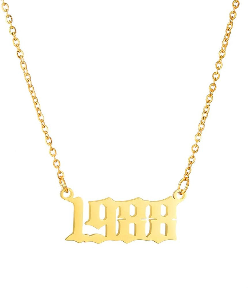 SKQIR Birthday Number Year Necklace for Women，Birth Year Necklace Gold Jewelry，Birth Year Number Nec | Amazon (US)