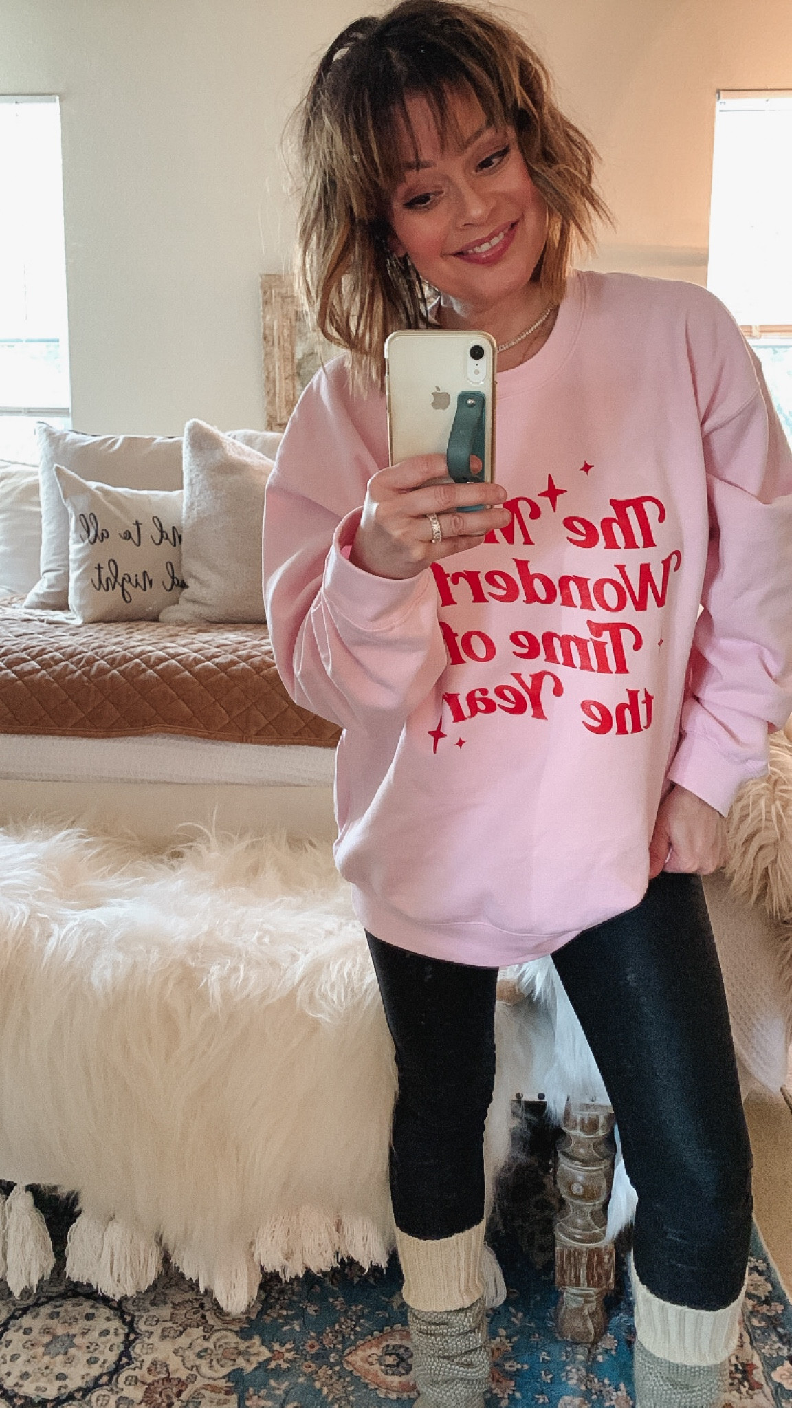 Wearing a medium 
Lipstick: Candy Kiss lined with the lip pencil.
#LTKbeauty makeup stocking stuffers #LTKU Christmas sweatshirt 


#LTKGiftGuide #LTKSeasonal #LTKHoliday