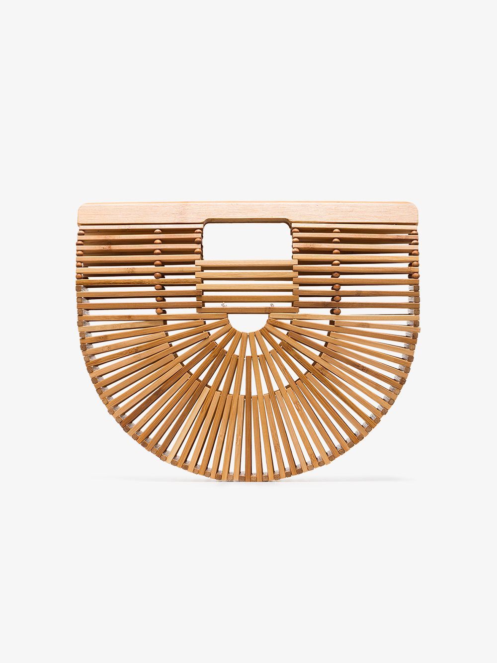 Cult Gaia brown Ark Small bamboo Clutch Bag | Browns Fashion