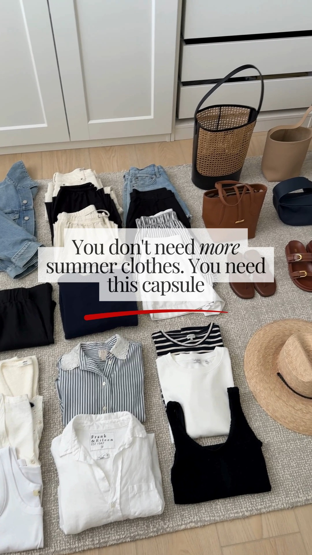 2026 Summer Capsule Wardrobe

Clothes links only 

AGOLDE denim jacket xs
Free Assembly dress xs
Doen dress xs
Quince linen skirt xs
Everlane curve jeans 26. Sized up 2 and cut hems
Pistola Theo pants xs
Splendid linen pants xs
AGOLDE Parker long shorts 25, size up
Recreational Habits shorts medium
French Connection shorts xs (old, linked similar)
Gap linen trouser shorts petite small
Everlane sweater xs
Gap x Doen shirt xs (old, linked similar)
Frank & Eileen linen shirt xs
Kule tee medium
Aritzia tee medium
Aritzia knit tank small
Madewell tank small
Varley short sleeve pullover xs
Varley shorts small
Good American one piece

#LTKmomlife #LTKPetite