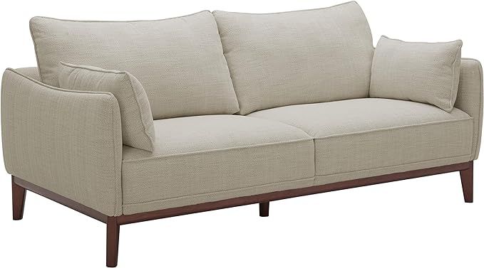 Stone & Beam Hillman Mid-Century Sofa with Tapered Legs and Removable Cushions, 78"W, Ivory | Amazon (US)