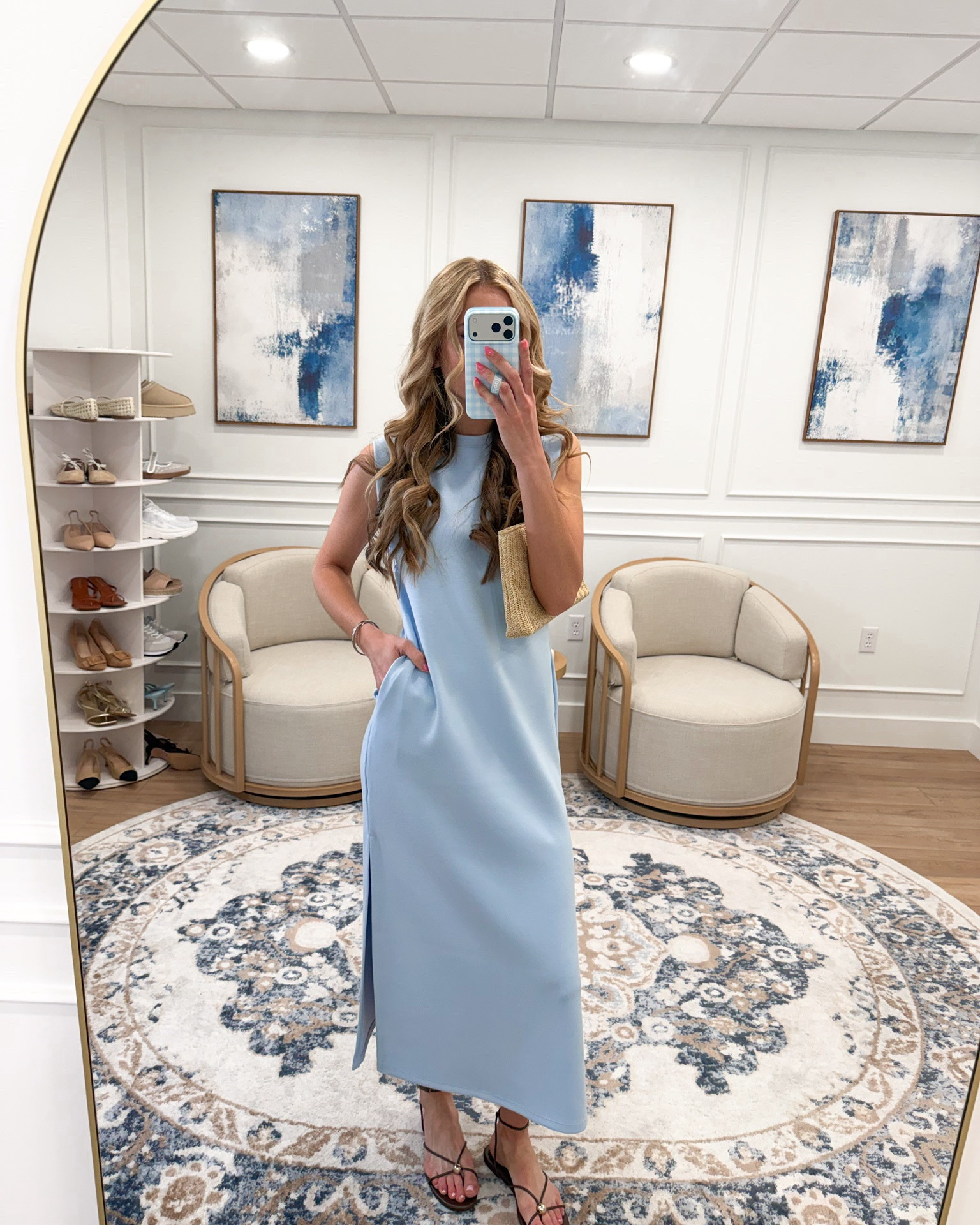 This baby blue column maxi from Walmart is giving quiet luxury at a Walmart price and I genuinely cannot get over it 🩵🤍✨ The drape and the color are so stunning and the side slit makes the silhouette so beautiful. Wearing a small — I am 5’9 and the length is absolutely perfect as a maxi. Woven clutch and strappy sandals to finish. Linked for you!

#LTKootd #LTKSeasonal #LTKmomlife