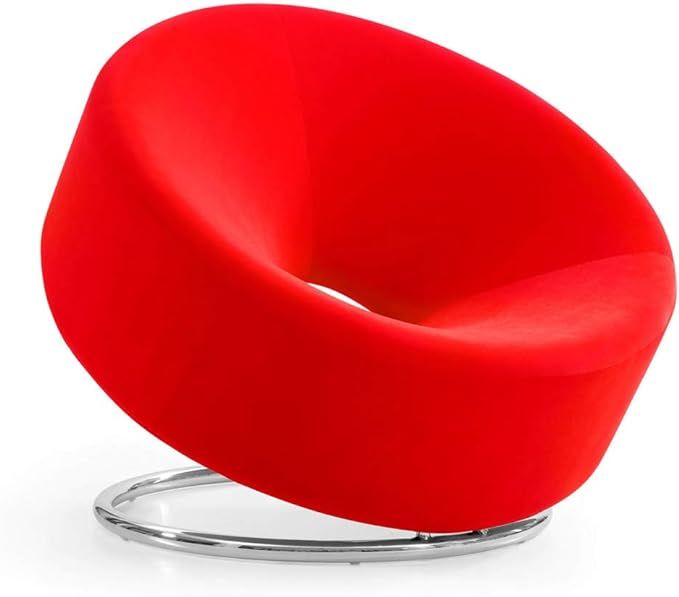 Zuri Furniture Ronde Round Microfiber Modern Chair - Red | Amazon (US)