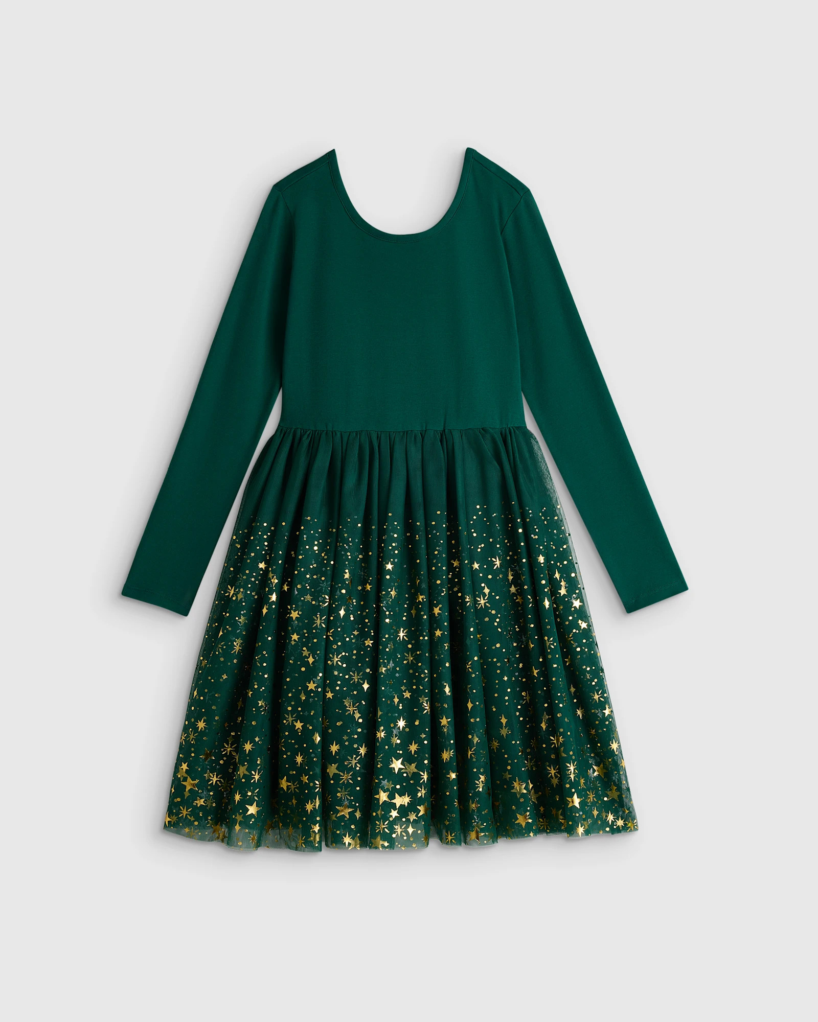 Quince | Shimmer Tulle Dress in Forest Green, Size 10, Organic Cotton | Quince