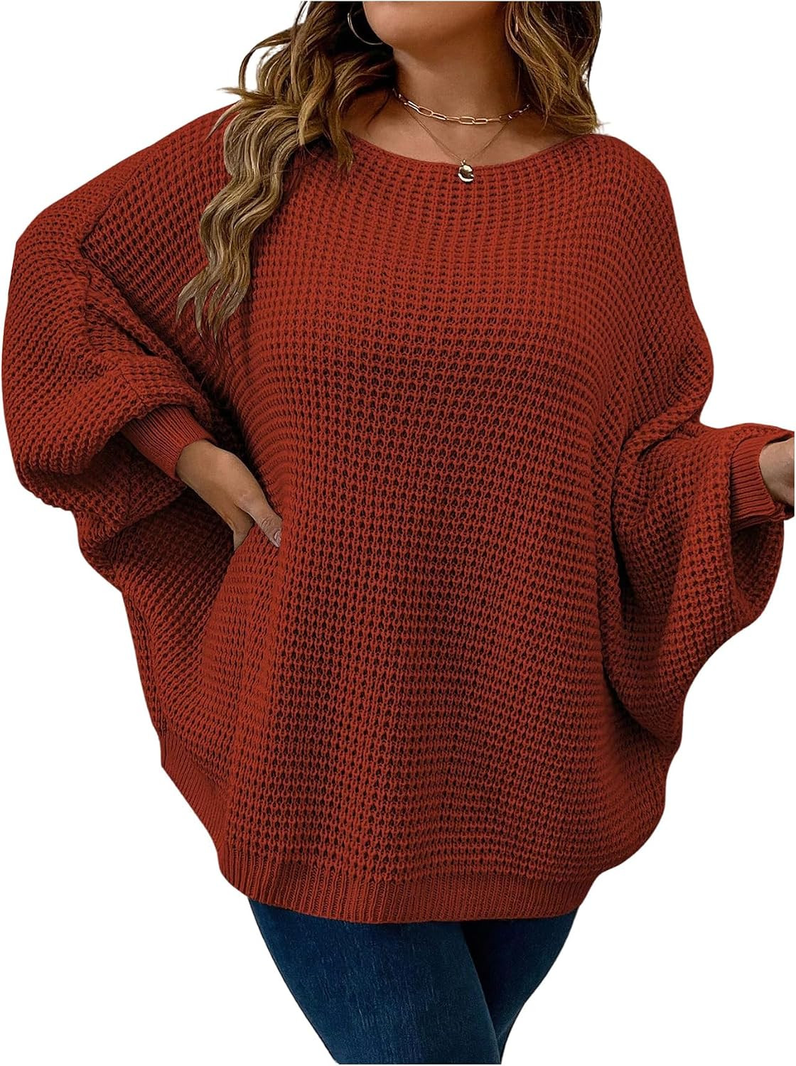 SOLY HUX Women's Plus Size Oversized Sweater Fall Casual Pullover Tops | Amazon (US)