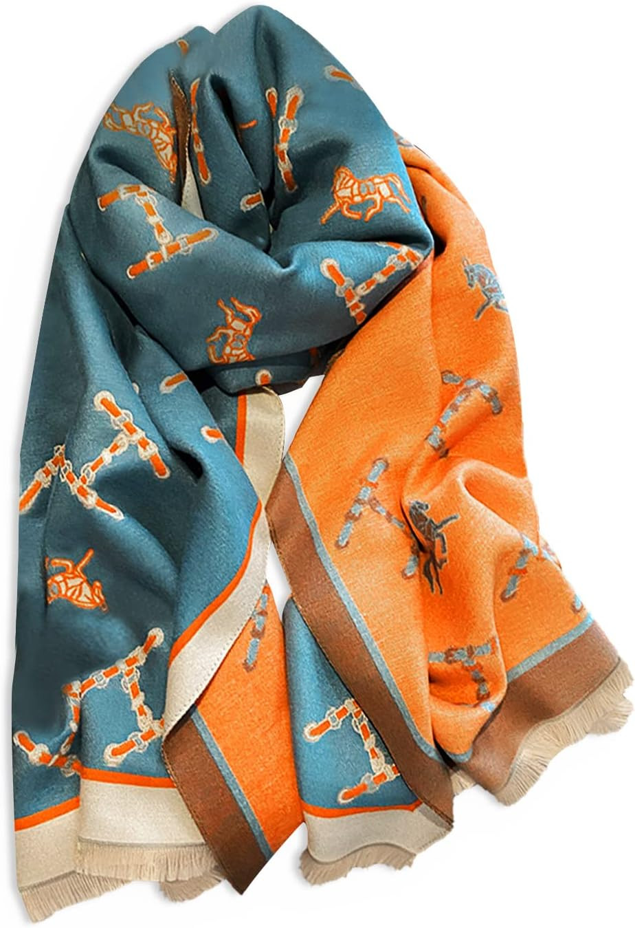 LumiSyne Winter Scarf Cashmere Shawl Women Retro Horse Letter Pattern Warm Pashmina Scarves With Tassel Soft Long Wrap Stole | Amazon (US)