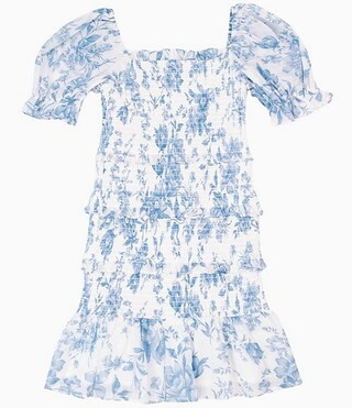 J.Marie Big Girls 7-14 Chloe Toile Print Puff Sleeve Dress | Dillard's | Dillard's