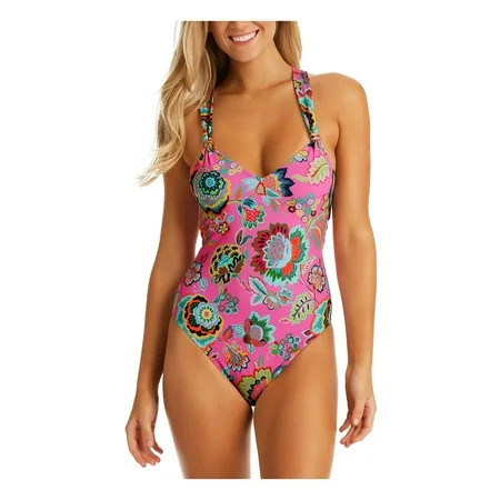 Jessica Simpson Womens Floral Lined One-Piece Swimsuit | Walmart (US)
