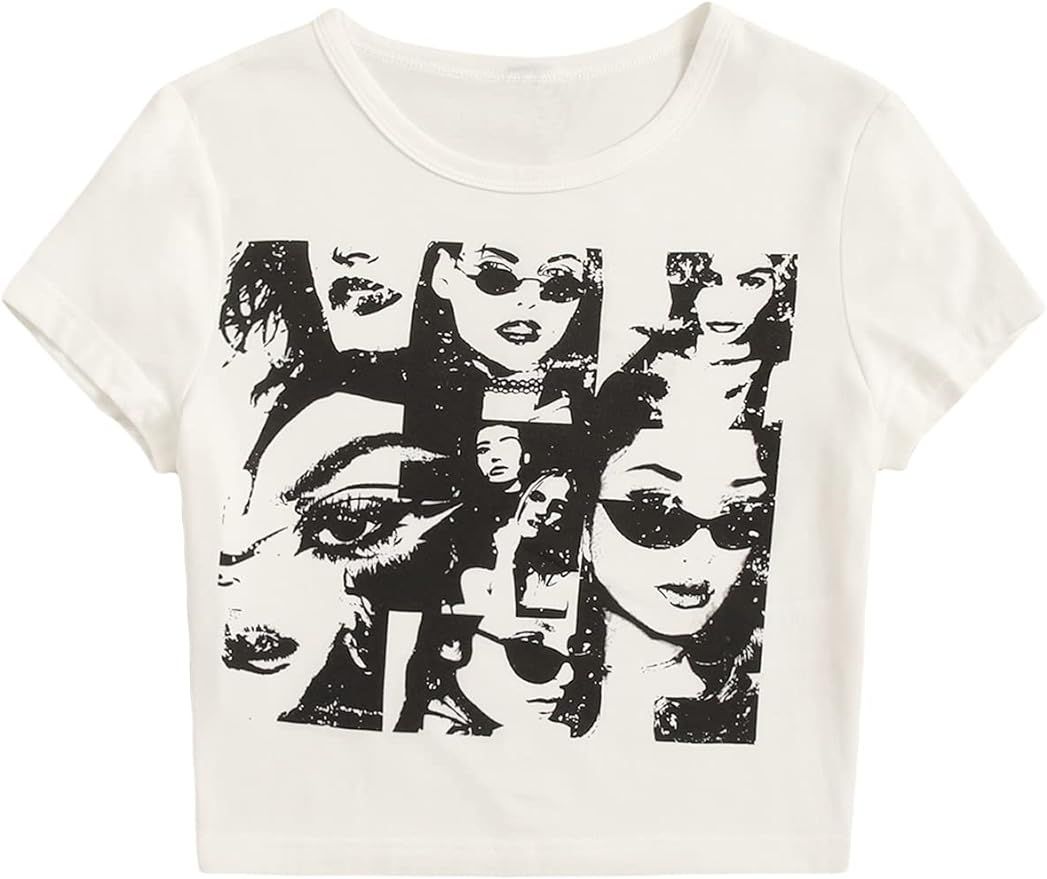 SOLY HUX Women's Graphic Tees Summer Figure Print Short Sleeve T Shirts Crop Top | Amazon (US)