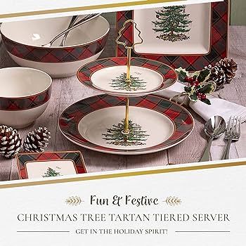 Spode Christmas Tree Tartan 2 Tiered Server | Tiered Cupcake Stand | Dessert Table Display Set | ... | Amazon (US)