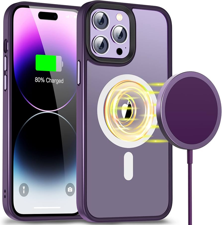 [2 in 1] Magnetic Case Designed for iPhone 14 Pro Max Case, [Purple Mag Safe Charger Include] Com... | Amazon (US)