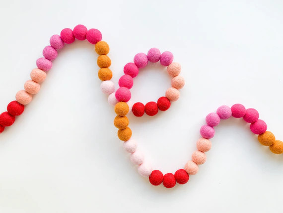 Golden Ombre Valentine's Felt Ball Garland, Bunting, Banner | Etsy (US)