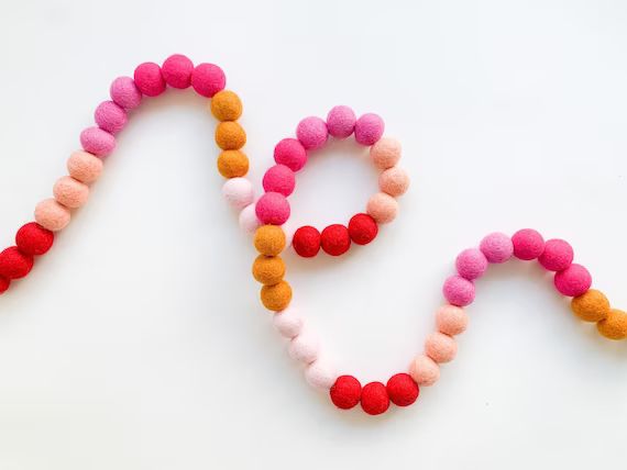 Golden Ombre Valentine's Felt Ball Garland Bunting | Etsy | Etsy (US)