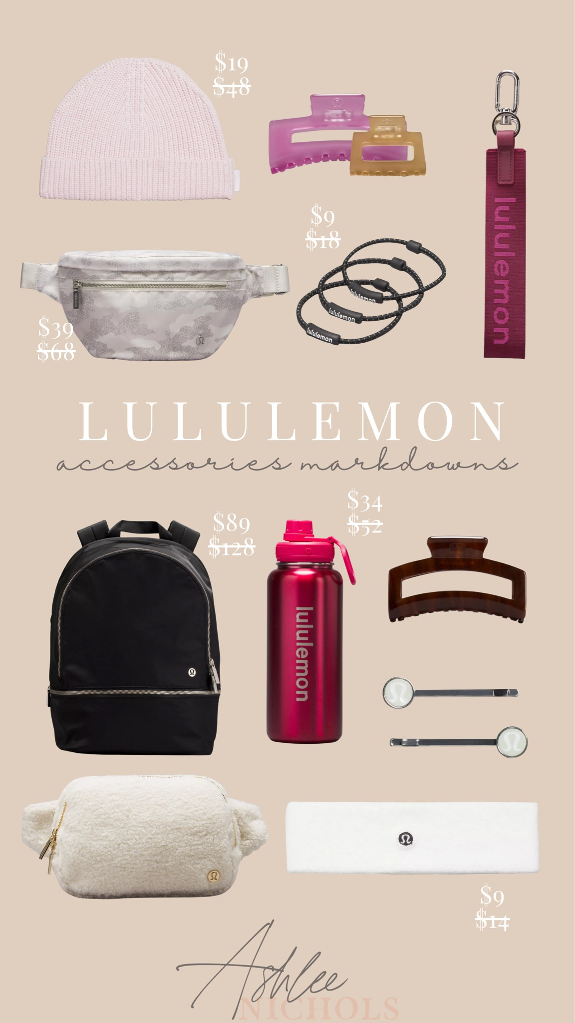 Lululemon accessories markdowns! 

Lululemon, accessories, markdowns, lululemon water bottle, lululemon backpacks, lululemon hair clips, lululemon belt bags 

#LTKsalealert #LTKbeauty #LTKSeasonal