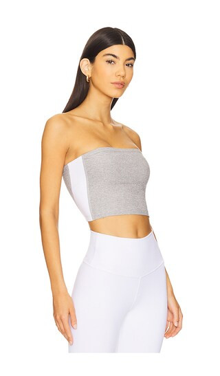Space Dye Strapless Stripe Top in Silver Mist & Cloud White | Revolve Clothing (Global)