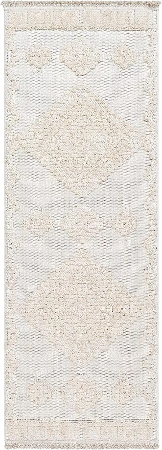 Hauteloom Rosales Farmhouse Living Room Bedroom Modern Moroccan Medallion Runner Rug - Soft Shagg... | Amazon (US)