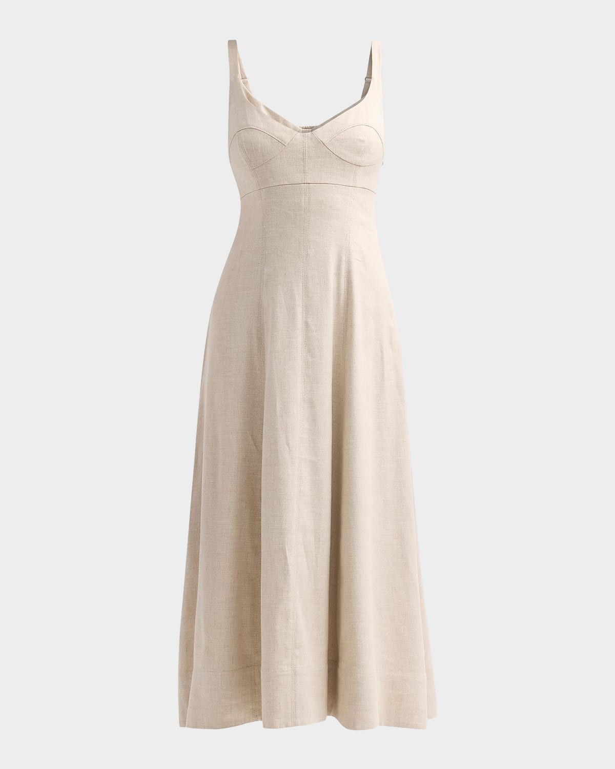 Arya Linen-Blend A-Line Midi Dress | Neiman Marcus