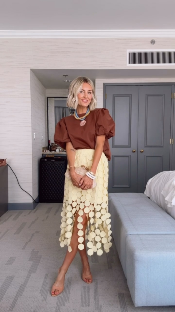 This look is super different, but I love how it turned out! These Amazon finds are truly so good, and I have styled them both several ways! Wearing S!

Loverly Grey, Amazon, summer outfit, butter yellow, yellow skirt, brown top, statement necklace 

#LTKSeasonal