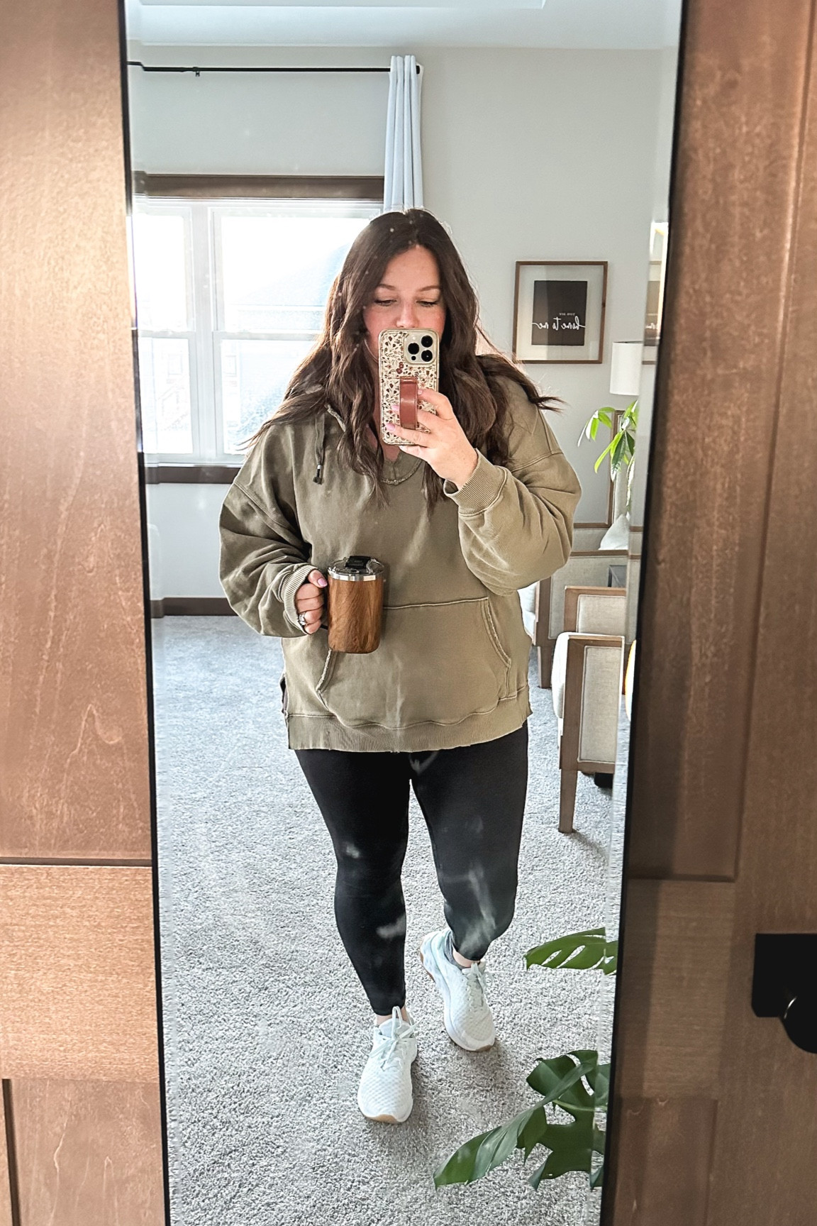 Today’s goals, a workout, some one on one time with the littlest, and making a full dinner for the fam. I have wanted to curl my hair for dayssss and I finally did it so I’ve already got that going for me. 💁🏻‍♀️ 

Knee deep in my luteal phase, only the comfiest will do. Finishing my hair and adding a little makeup always makes me look polished, especially being an anti accessory girl. Sweatshirt discontinued but linking some similars from the same site. 

🖤

#LTKstyletip #LTKfindsunder50 #LTKmidsize