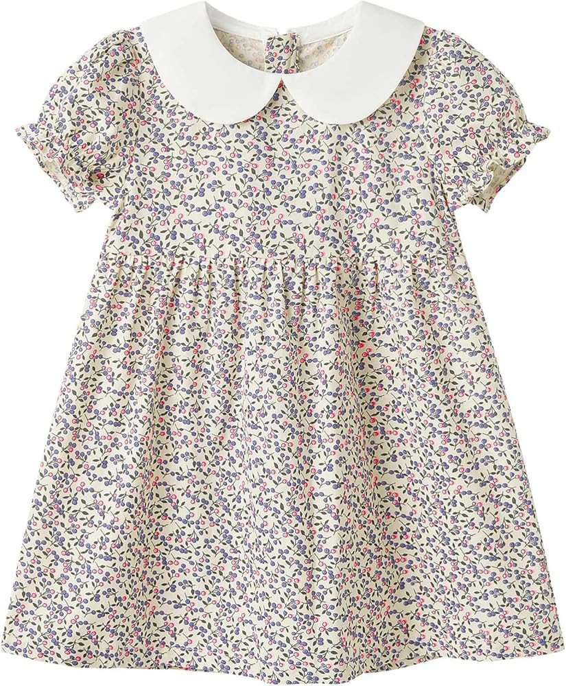 pureborn Baby Toddler Girl Woven Dress Short Sleeve Cotton Playwear Dresses 0-5T | Amazon (US)