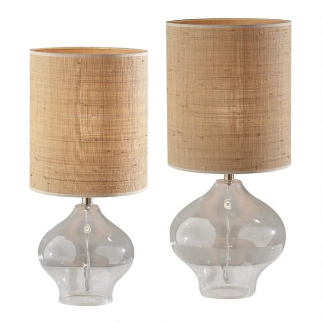 Eden Natural Rattan and Clear Glass Table Lamp | World Market