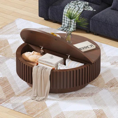 Brasen Modern Round Coffee Table,Wood Coffee Table with Storage for Living Room | Wayfair North America