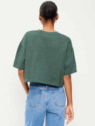 Vintage Crew-Neck Oversized Crop T-Shirt | Old Navy (US)