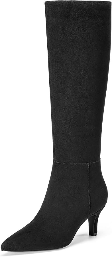 Knee High Boots Women Kitten Heel Tall Fall Boots with Side Zipper | Amazon (US)