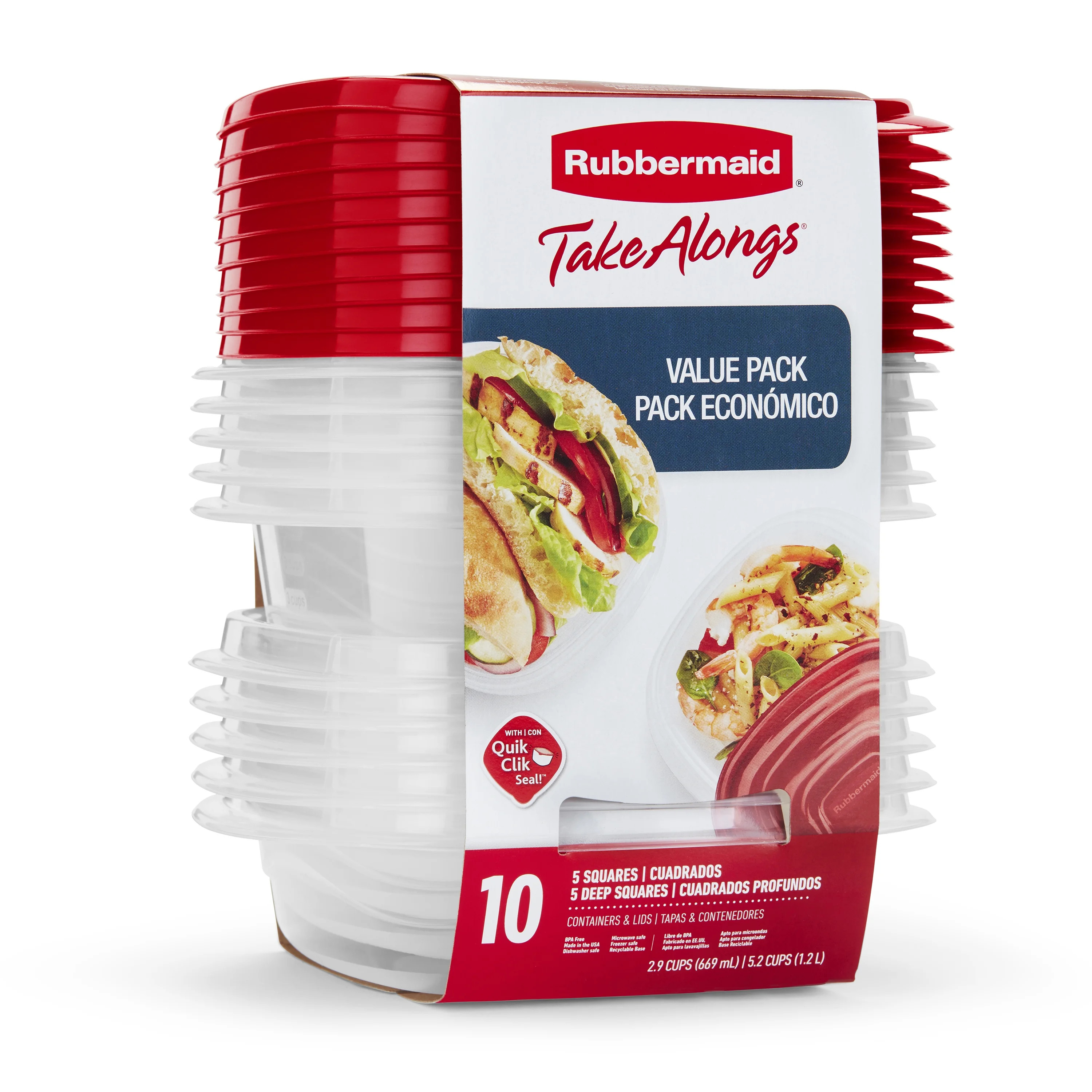 Rubbermaid TakeAlongs Food Storage Containers, 10 Piece Set, Red | Walmart (US)