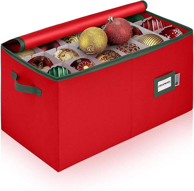 Christmas Ornament Storage Container with Dividers - Box Stores Up to 54 Ornaments, Zippered, Con... | Amazon (US)
