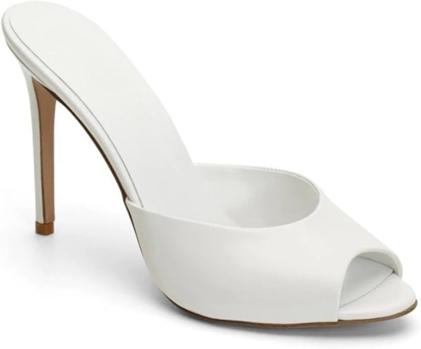 Women's Peep Toe Mules Stiletto High Heel Slip-On Satin Upper Open Back Cushioned Insole Anti-Sli... | Amazon (US)
