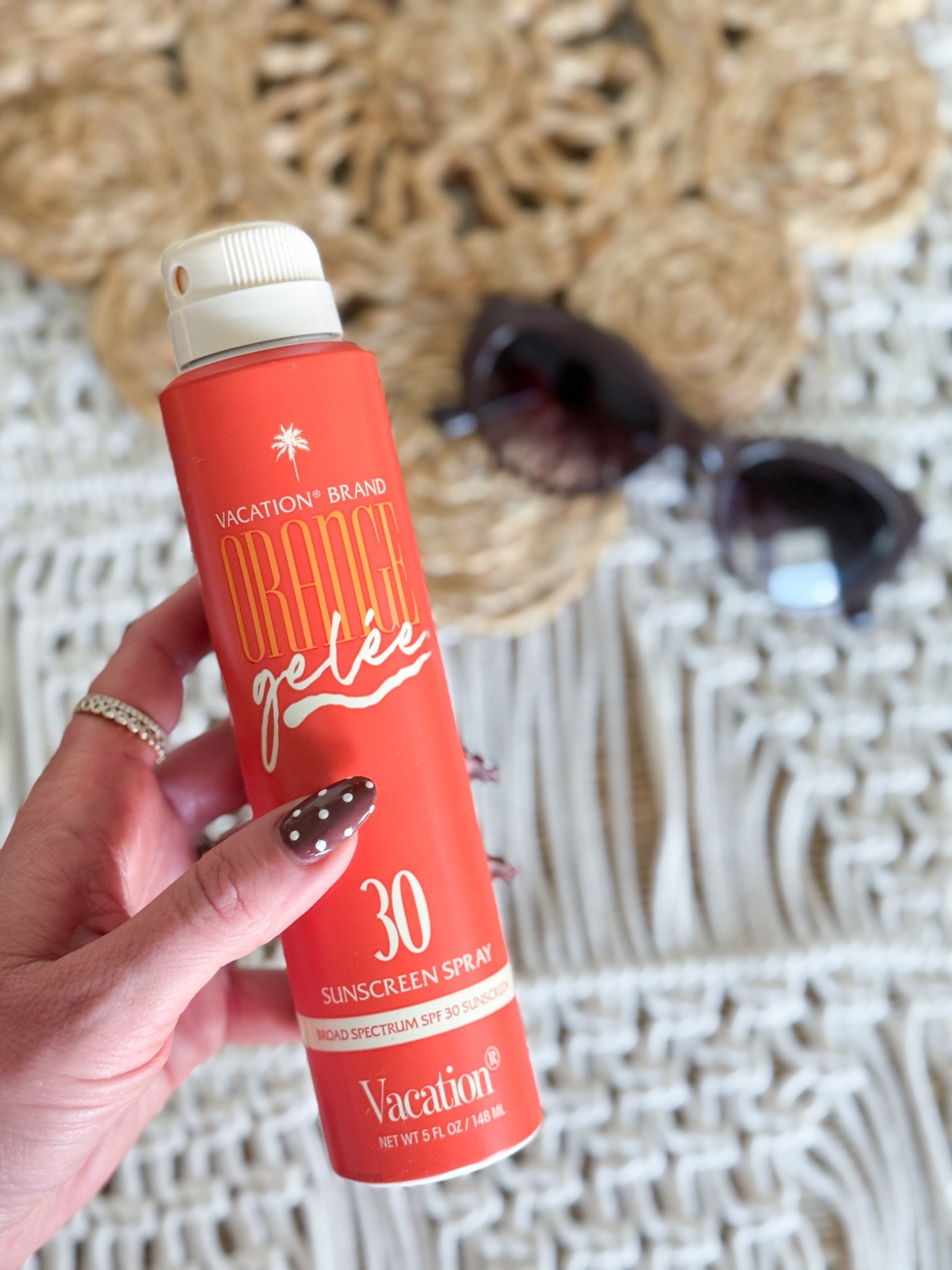My current beach bag go-tos: the Vacation Orange Gelée Sunscreen Spray (SPF 30) for that nostalgic scent & subtle glow without feeling greasy, my favorite oversized Diff sunglasses for a retro vibe, & a fresh gel manicure — brown polkadot because summer style is in the details. This SPF has broad-spectrum protection with a fine mist that’s easy to reapply at the pool, lake, or beach + it’s vegan and cruelty-free.

vacation orange gelee spf – clean beauty sunscreen – nostalgic sunscreen smell – retro inspired sun care – summer glow spf – beach bag essentials – favorite sunscreen spray – cruelty free sunscreen – reef safe spf – glowing skin summer products – everyday sun protection – lightweight summer sunscreen – diff sunglasses review – oversized summer sunglasses – trendy polkadot nails – cute gel nail inspo – non greasy spf – summer must haves – vacation brand sunscreen – minimalist summer beauty – aesthetic beach day essentials – ltk summer beauty finds

#LTKSwim #LTKActive #LTKU