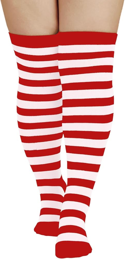 Century Star Plus Size Thigh High Socks for Women Extra Long Over the Knee High Socks Strips Stoc... | Amazon (US)