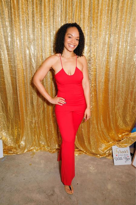 A simple red jumpsuit that can be dressed up or down. #redjumpsuit 

#LTKSeasonal #LTKstyletip #LTKparties
