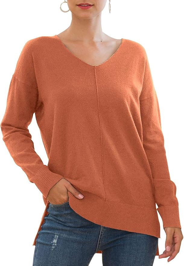 Jouica Women's Casual Lightweight V Neck Batwing Sleeve Knit Top Loose Pullover Sweater | Amazon (US)