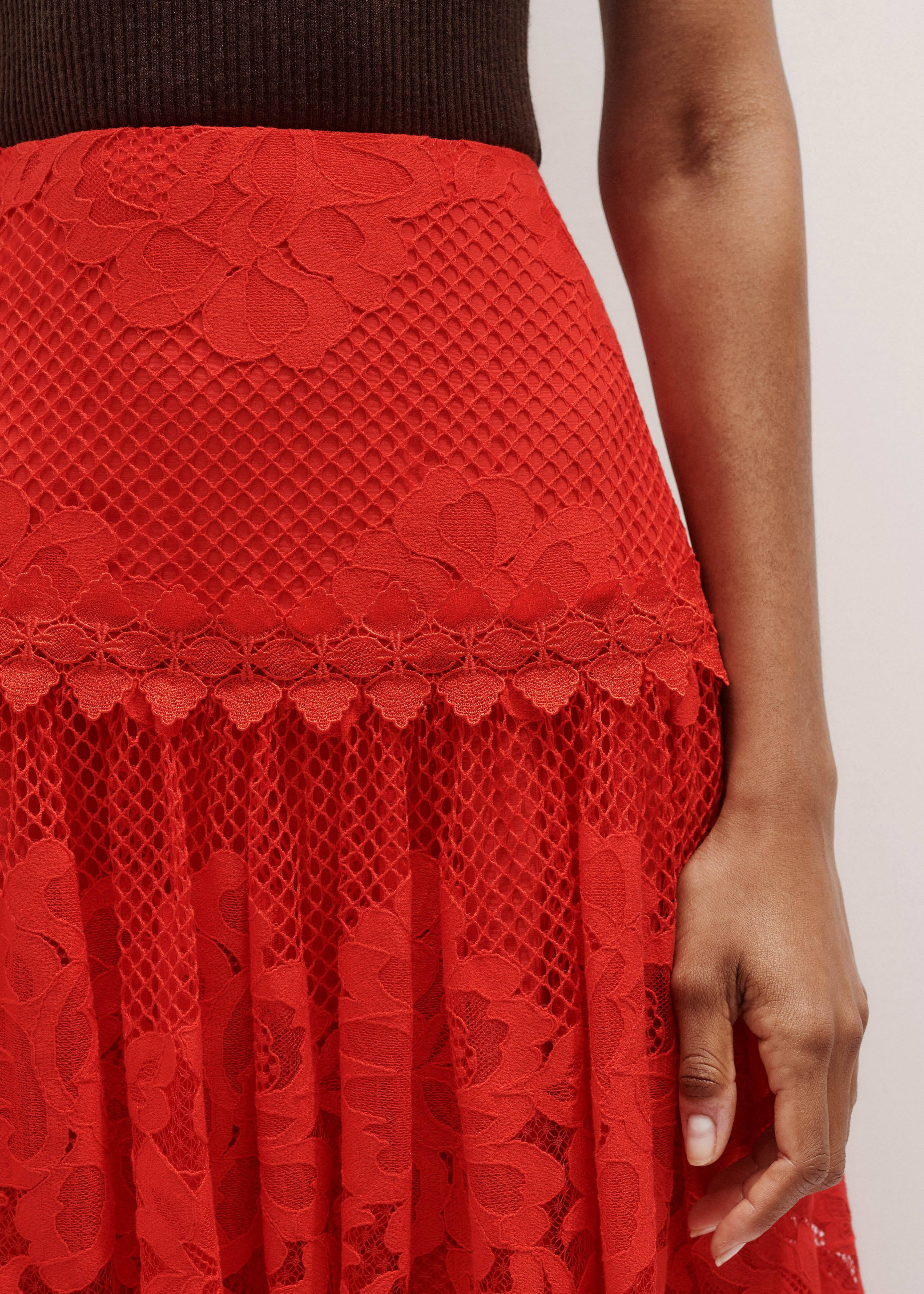 Graphic Floral Lace Maxi Skirt Lace | ME+EM Global (Excluding US)